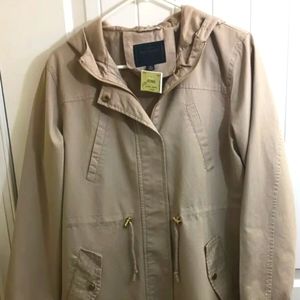 New Miss London Black Label Lightweight  Full Zip Taupe Jacket Size Large